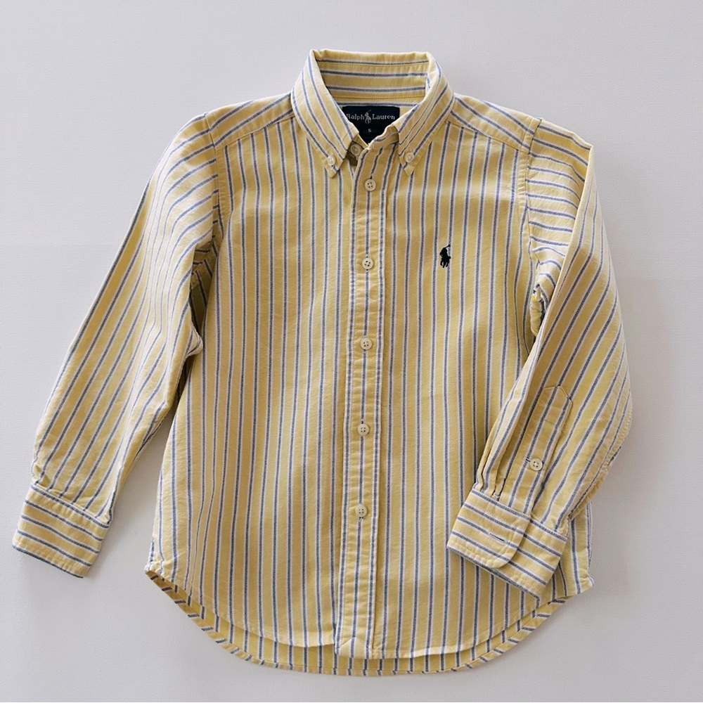 Ralph Lauren Boys 5 Spring Yellow Stripe Oxford Shirt Easter